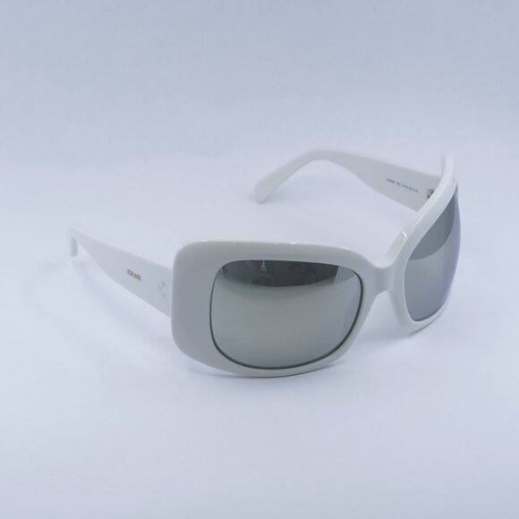 🕶️ New Celine CL40224I 25C Sunglasses - White Frame, Silver Mirror Lenses - Picture 4 of 12